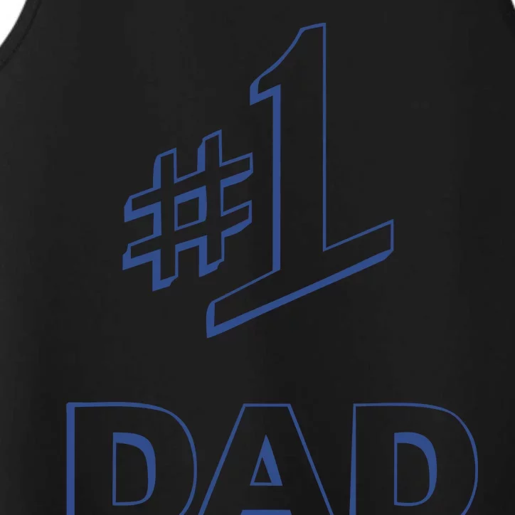 #1 Dad Number One Logo Performance Tank