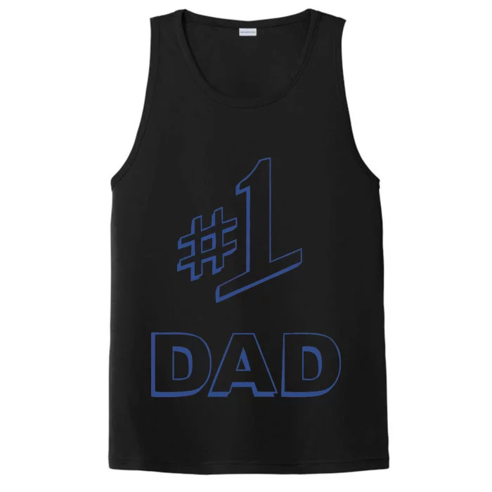 #1 Dad Number One Logo Performance Tank