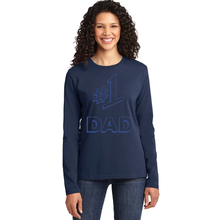 #1 Dad Number One Logo Ladies Long Sleeve Shirt