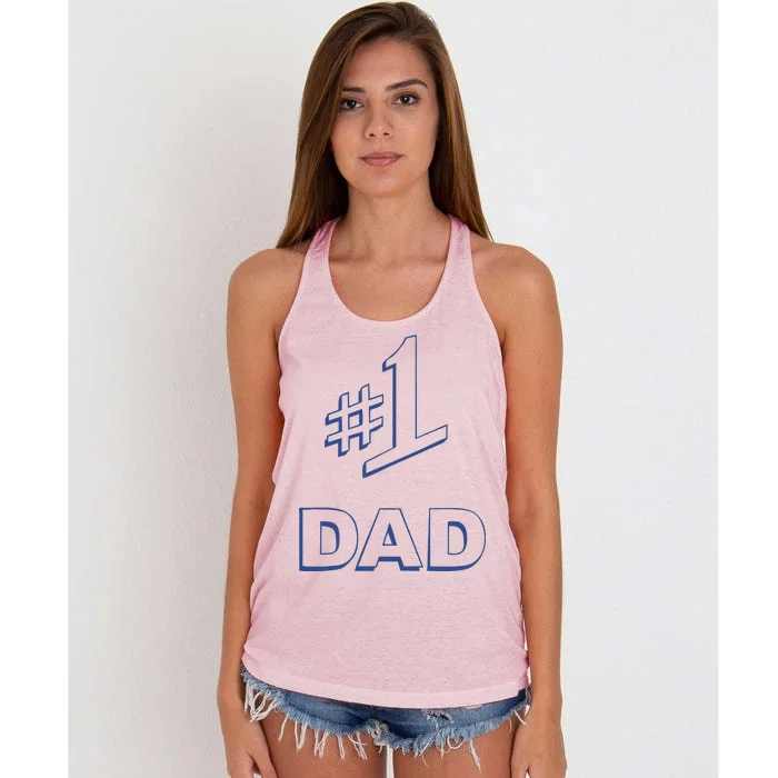 #1 Dad Number One Logo Women's Knotted Racerback Tank