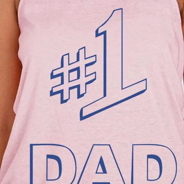 #1 Dad Number One Logo Women's Knotted Racerback Tank