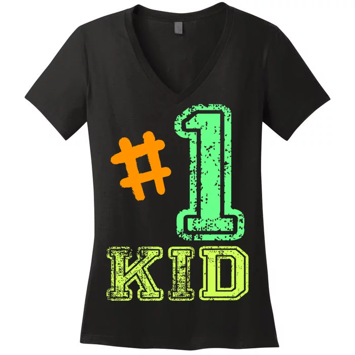 #1 Kid Women's V-Neck T-Shirt