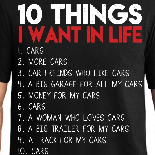 10 Things I Want In life Cars And More Cars Pajama Set