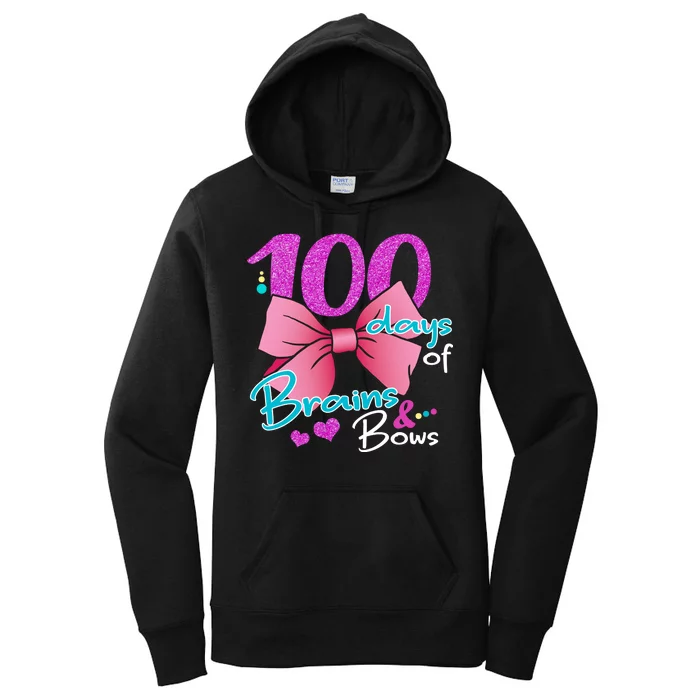 100 Days Of School Brains and Bows Women's Pullover Hoodie