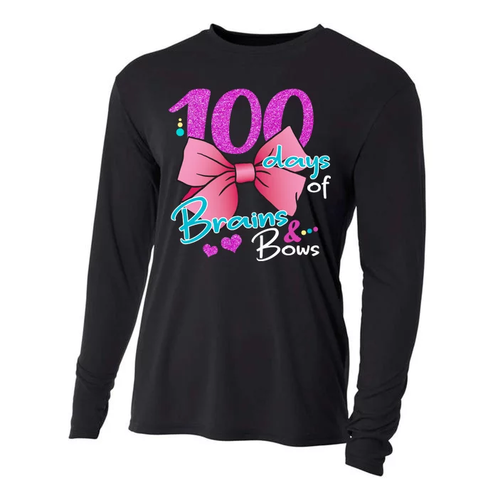 100 Days Of School Brains and Bows Cooling Performance Long Sleeve Crew