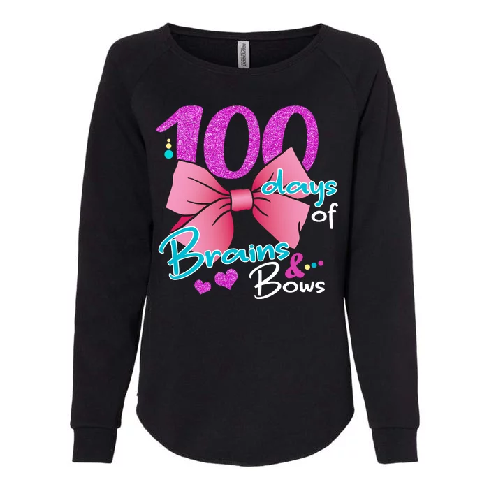 100 Days Of School Brains and Bows Womens California Wash Sweatshirt