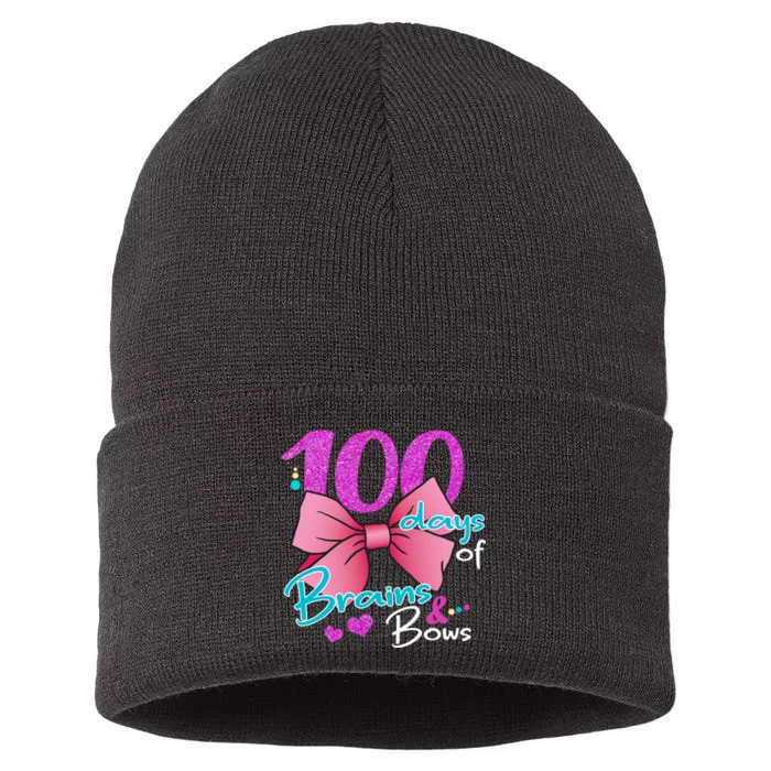 100 Days Of School Brains and Bows Sustainable Knit Beanie