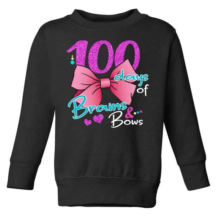 100 Days Of School Brains and Bows Toddler Sweatshirt