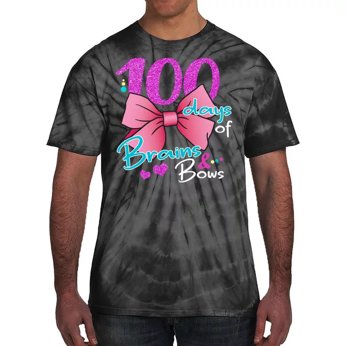 100 Days Of School Brains and Bows Tie-Dye T-Shirt