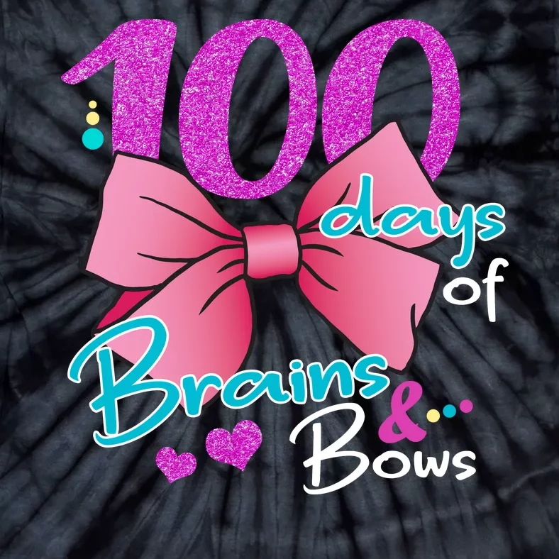 100 Days Of School Brains and Bows Tie-Dye T-Shirt