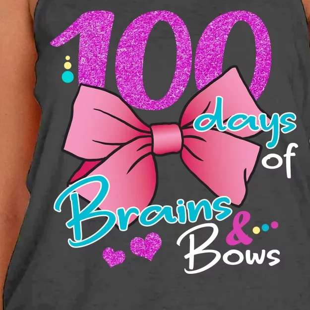 100 Days Of School Brains and Bows Women's Knotted Racerback Tank