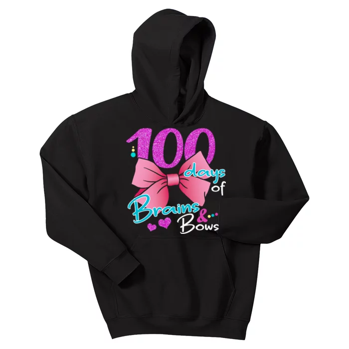 100 Days Of School Brains and Bows Kids Hoodie