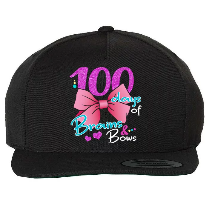 100 Days Of School Brains and Bows Wool Snapback Cap