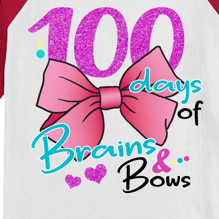 100 Days Of School Brains and Bows Kids Colorblock Raglan Jersey