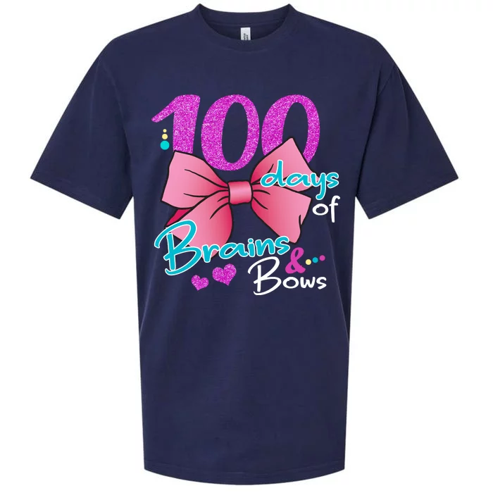 100 Days Of School Brains and Bows Sueded Cloud Jersey T-Shirt