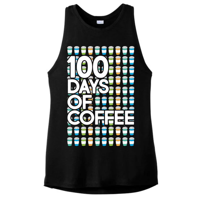 100 Days Of School (Coffee) Ladies Tri-Blend Wicking Tank