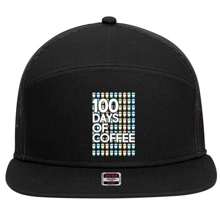 100 Days Of School (Coffee) 7 Panel Mesh Trucker Snapback Hat