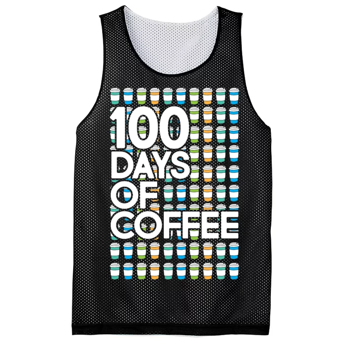 100 Days Of School (Coffee) Mesh Reversible Basketball Jersey Tank