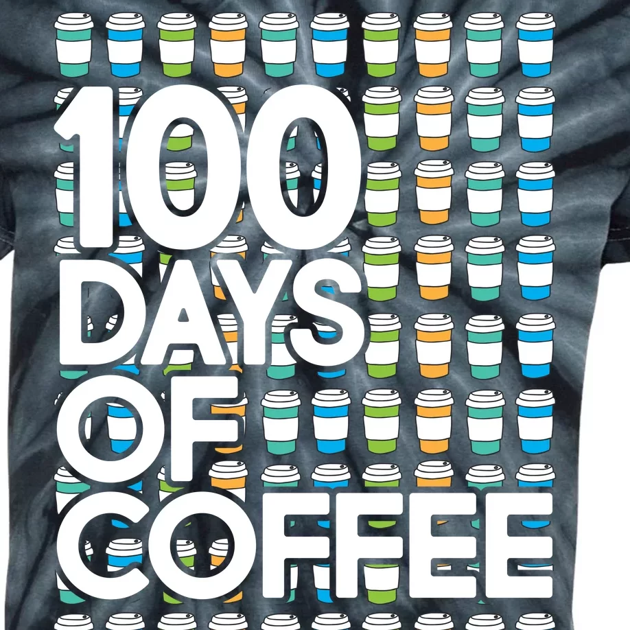 100 Days Of School (Coffee) Kids Tie-Dye T-Shirt