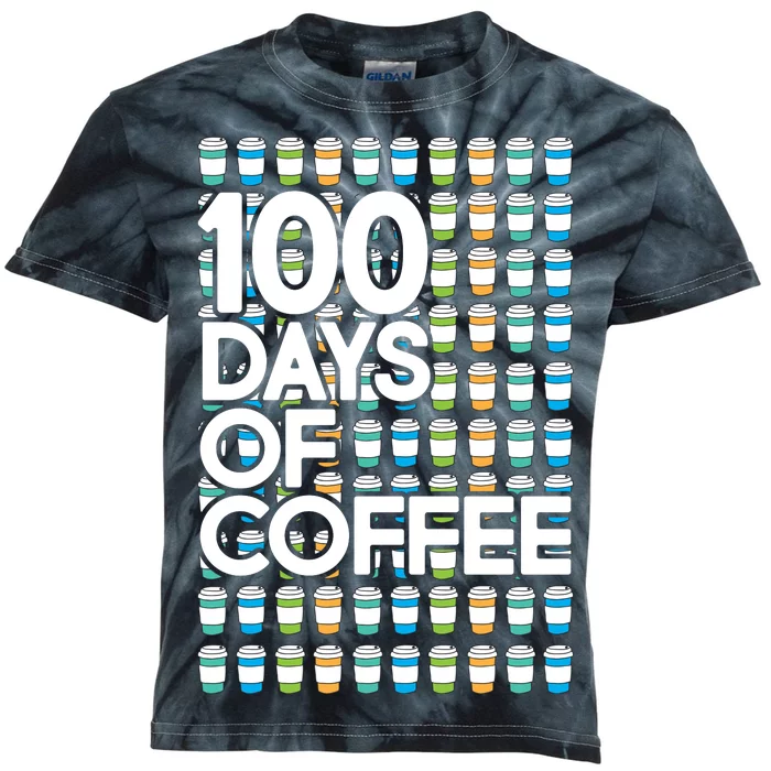 100 Days Of School (Coffee) Kids Tie-Dye T-Shirt