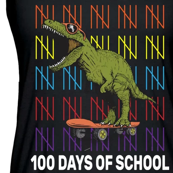 100 Days of School Cool Dinosaur Ladies Essential Flowy Tank