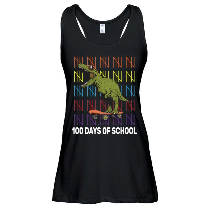 100 Days of School Cool Dinosaur Ladies Essential Flowy Tank