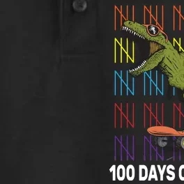 100 Days of School Cool Dinosaur Dry Zone Grid Performance Polo