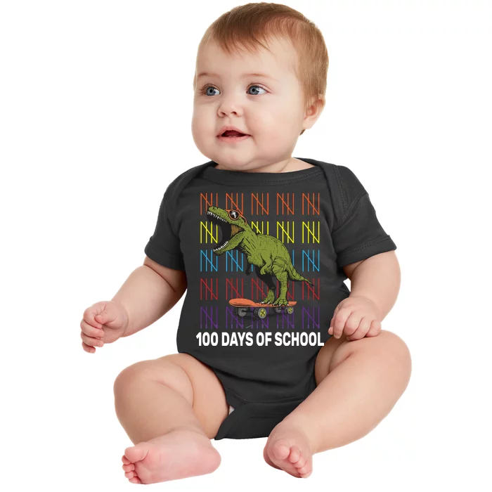 100 Days of School Cool Dinosaur Baby Bodysuit