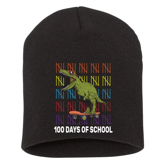 100 Days of School Cool Dinosaur Short Acrylic Beanie