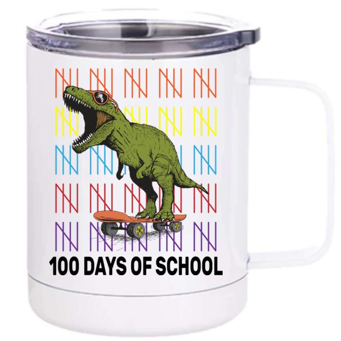 100 Days of School Cool Dinosaur Front & Back 12oz Stainless Steel Tumbler Cup