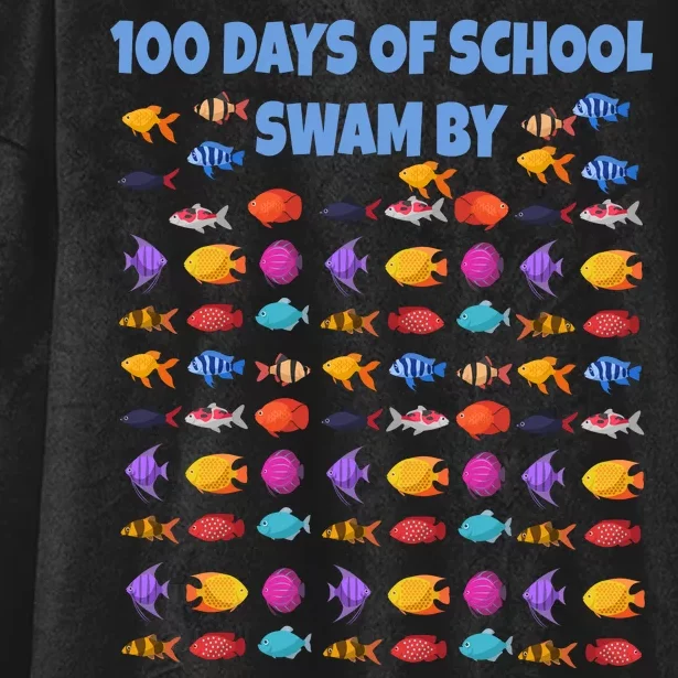 100 Days Of School Swam By Fish Hooded Wearable Blanket