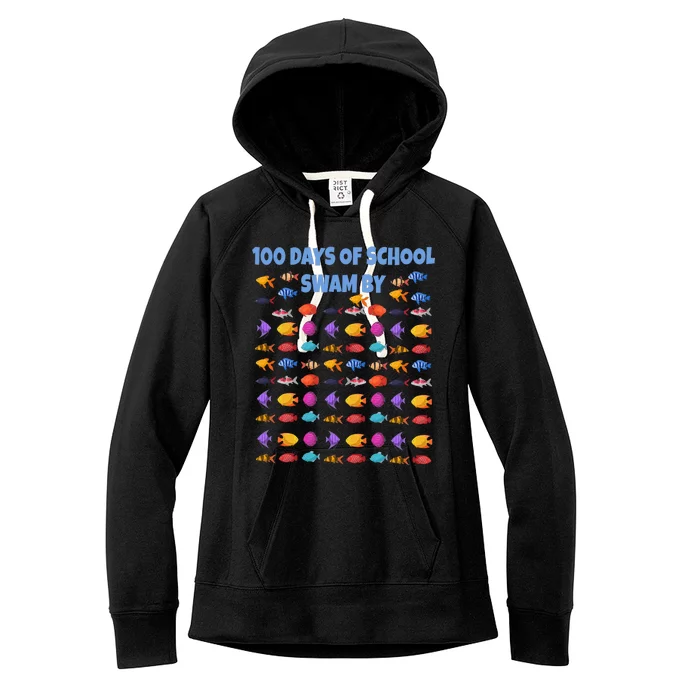 100 Days Of School Swam By Fish Women's Fleece Hoodie