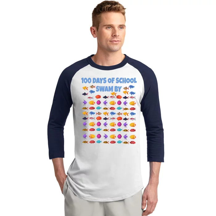 100 Days Of School Swam By Fish Baseball Sleeve Shirt