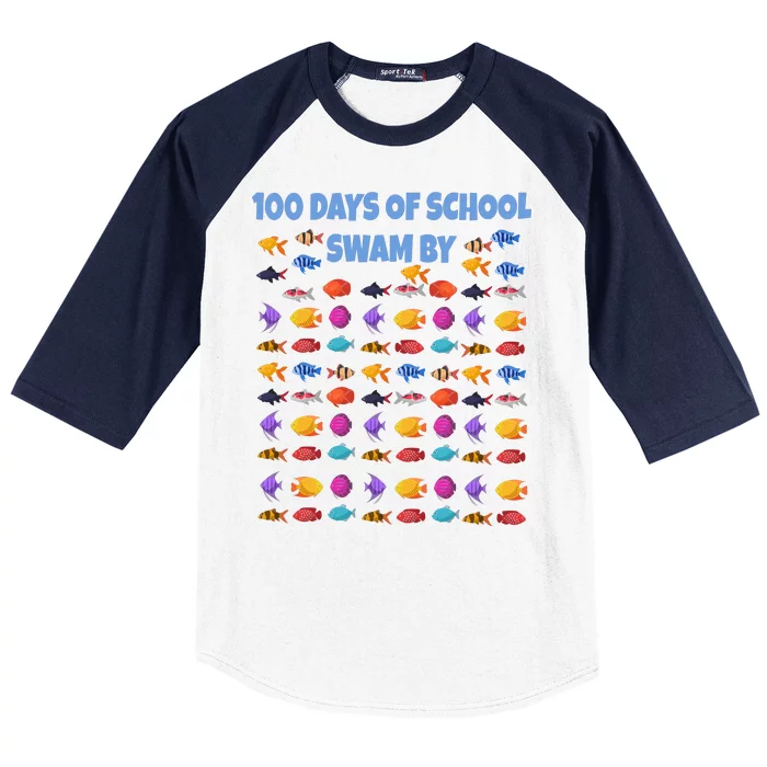 100 Days Of School Swam By Fish Baseball Sleeve Shirt