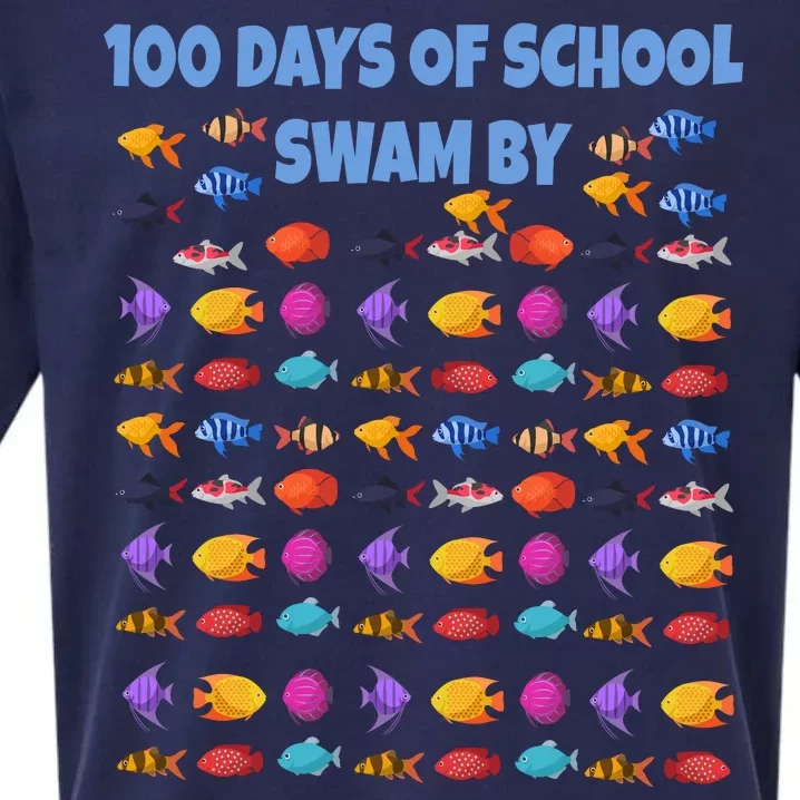 100 Days Of School Swam By Fish Sueded Cloud Jersey T-Shirt