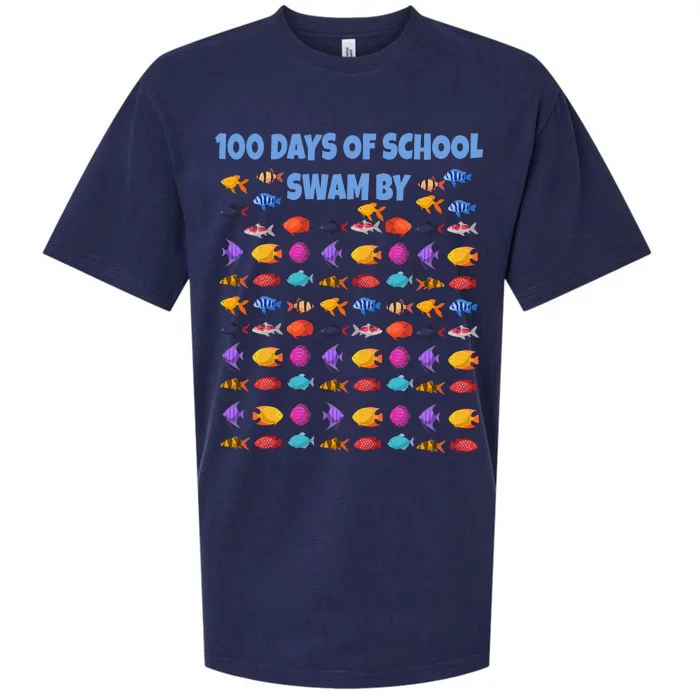 100 Days Of School Swam By Fish Sueded Cloud Jersey T-Shirt