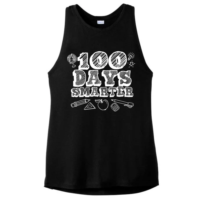 100 Days Smarter Funny 100 Days Of School Ladies Tri-Blend Wicking Tank