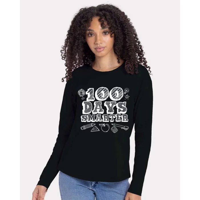 100 Days Smarter Funny 100 Days Of School Womens Cotton Relaxed Long Sleeve T-Shirt