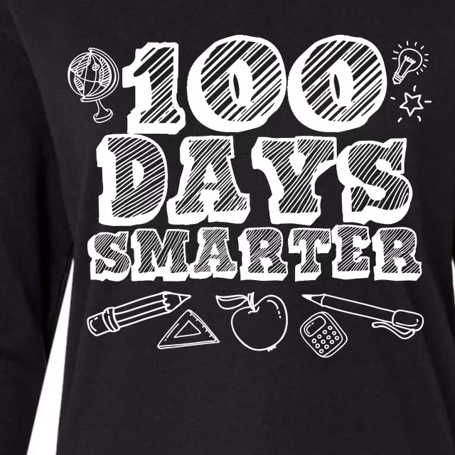 100 Days Smarter Funny 100 Days Of School Womens Cotton Relaxed Long Sleeve T-Shirt