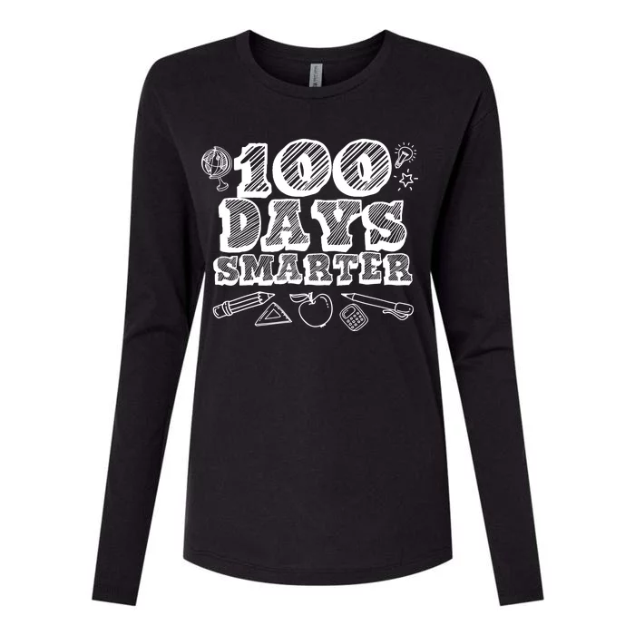 100 Days Smarter Funny 100 Days Of School Womens Cotton Relaxed Long Sleeve T-Shirt