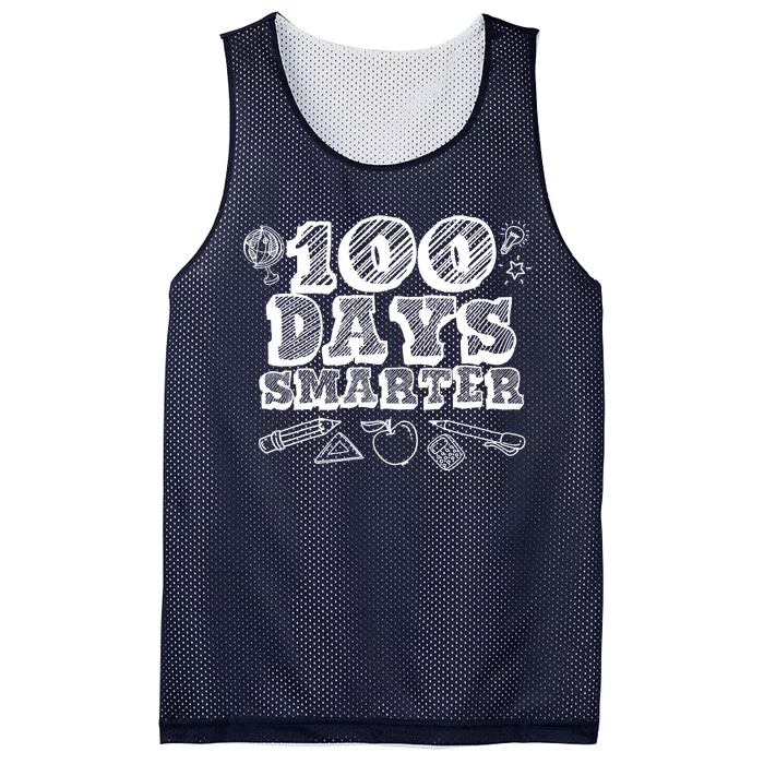 100 Days Smarter Funny 100 Days Of School Mesh Reversible Basketball Jersey Tank