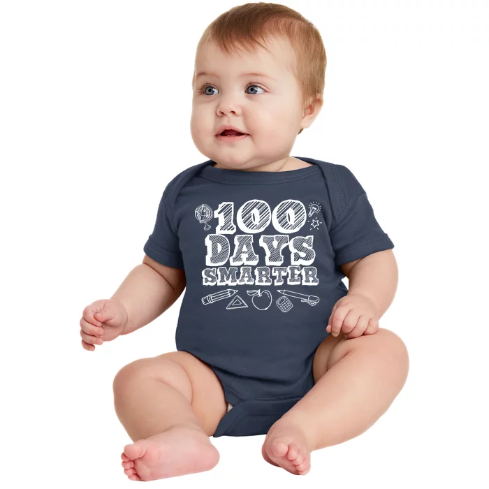 100 Days Smarter Funny 100 Days Of School Baby Bodysuit