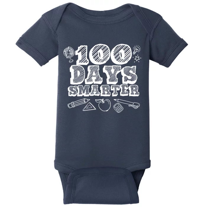 100 Days Smarter Funny 100 Days Of School Baby Bodysuit