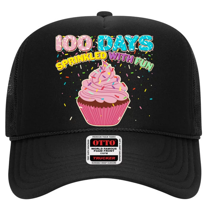 100 Days Sprinkled With Fun Cupcake High Crown Mesh Trucker Hat