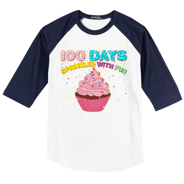 100 Days Sprinkled With Fun Cupcake Baseball Sleeve Shirt