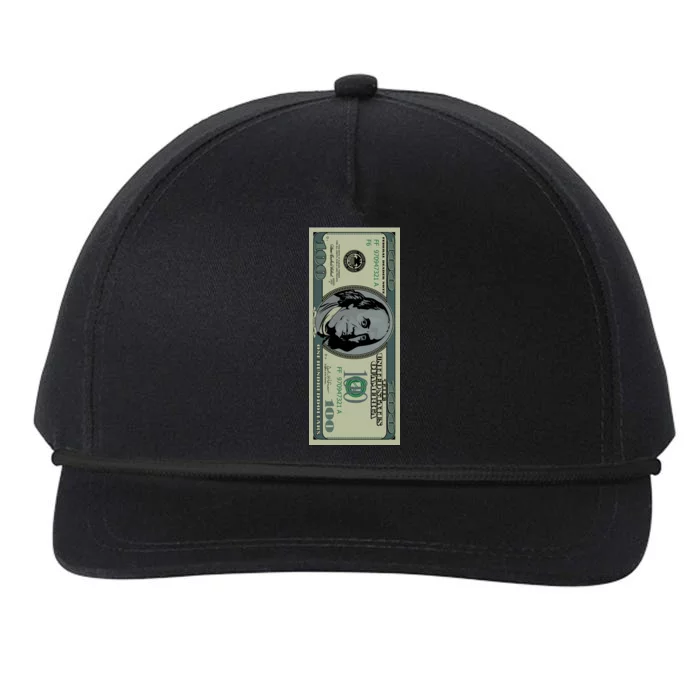 100 Dollar Bill - $100 - Benjamin Franklin Money Snapback Five-Panel Rope Hat