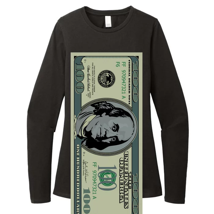 100 Dollar Bill - $100 - Benjamin Franklin Money Womens CVC Long Sleeve Shirt