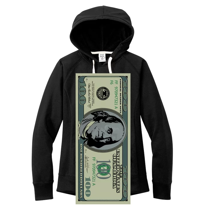 100 Dollar Bill - $100 - Benjamin Franklin Money Women's Fleece Hoodie