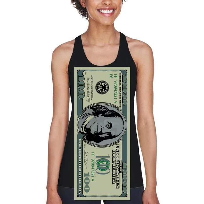 100 Dollar Bill - $100 - Benjamin Franklin Money Women's Racerback Tank