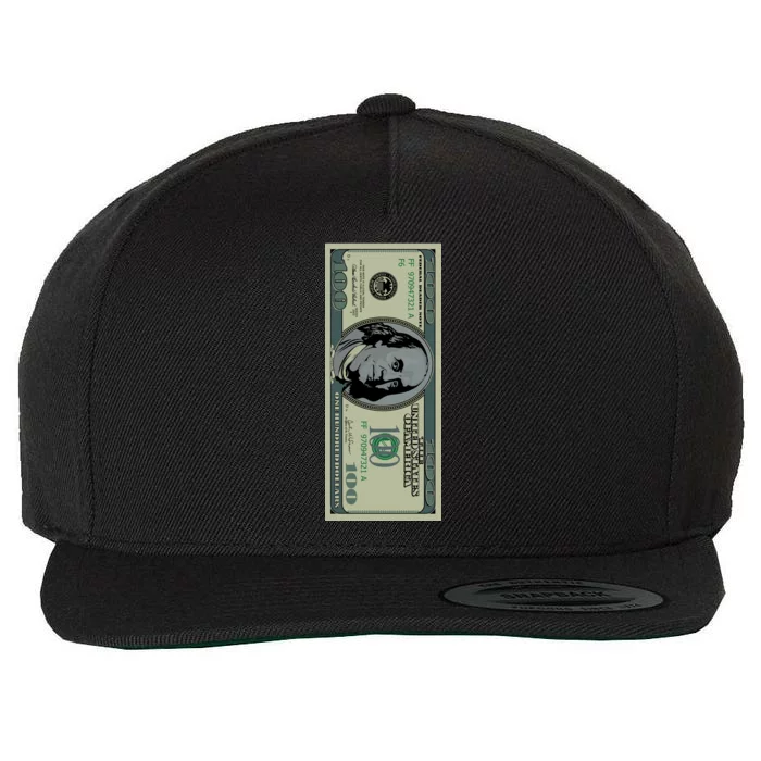 100 Dollar Bill - $100 - Benjamin Franklin Money Wool Snapback Cap